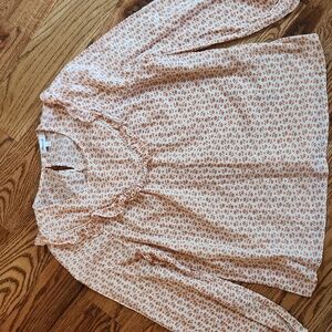 Madewell Women's Floral Ruffle Trim Blouse Small S Long Sleeve Boho Cottagecore